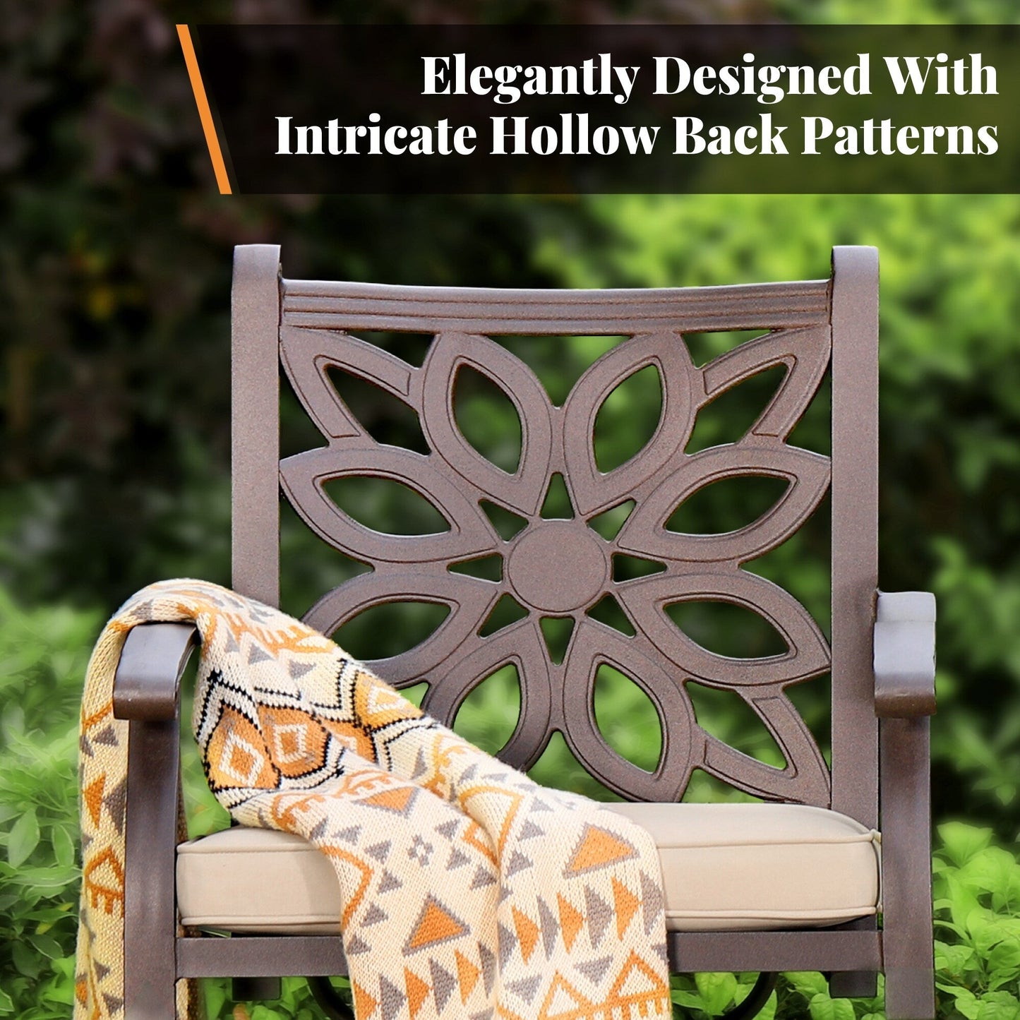 Ensemble de salle à manger de patio en aluminium moulé 7 pièces MAISON ARTS avec table rectangulaire extensible et 6 chaises en aluminium moulé