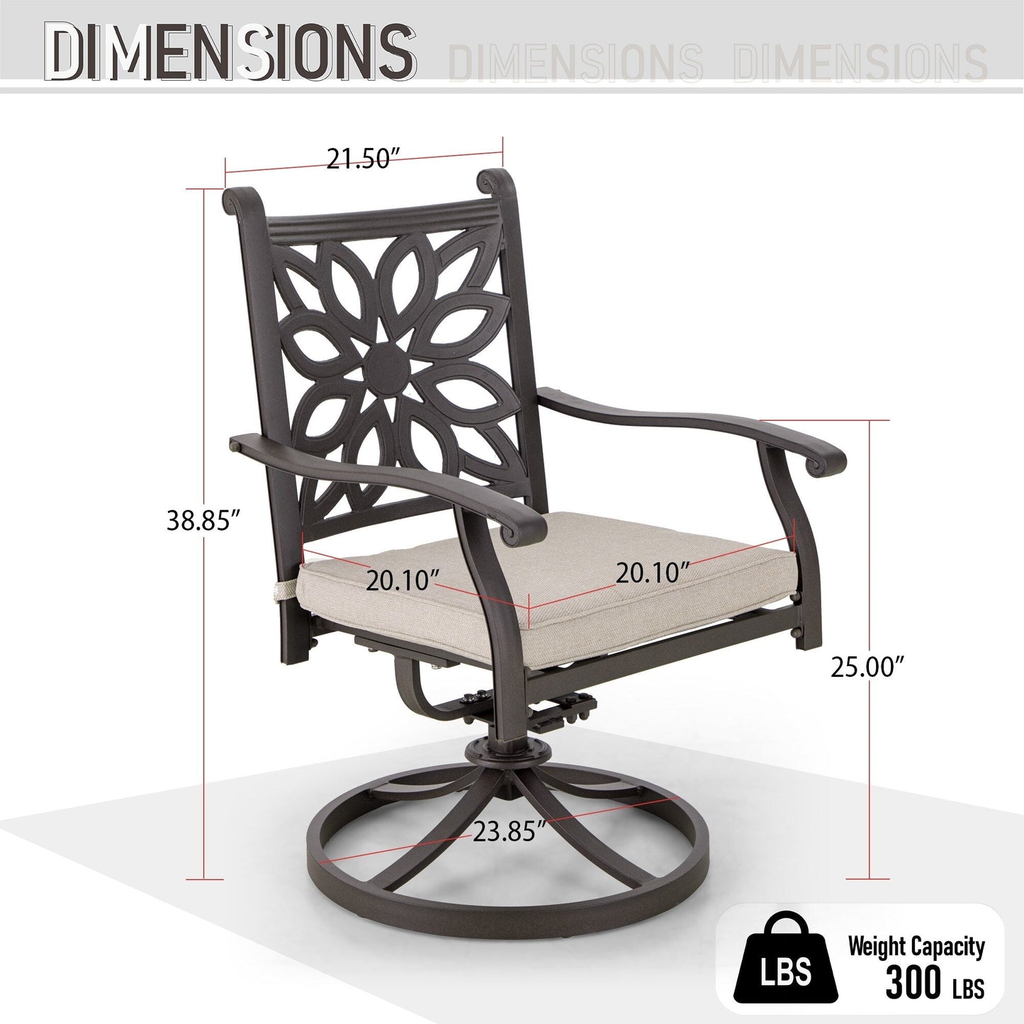 Ensemble de salle à manger de patio en aluminium moulé 7 pièces MAISON ARTS avec table rectangulaire extensible et 6 chaises en aluminium moulé