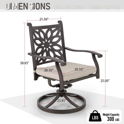 Ensemble de salle à manger de patio en aluminium moulé 7 pièces MAISON ARTS avec table rectangulaire extensible et 6 chaises en aluminium moulé
