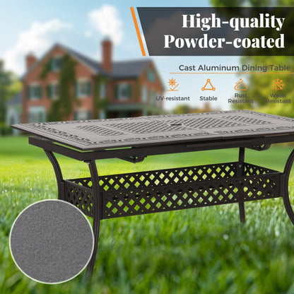 Ensemble de salle à manger de patio en aluminium moulé 7 pièces MAISON ARTS avec table rectangulaire extensible et 6 chaises en aluminium moulé