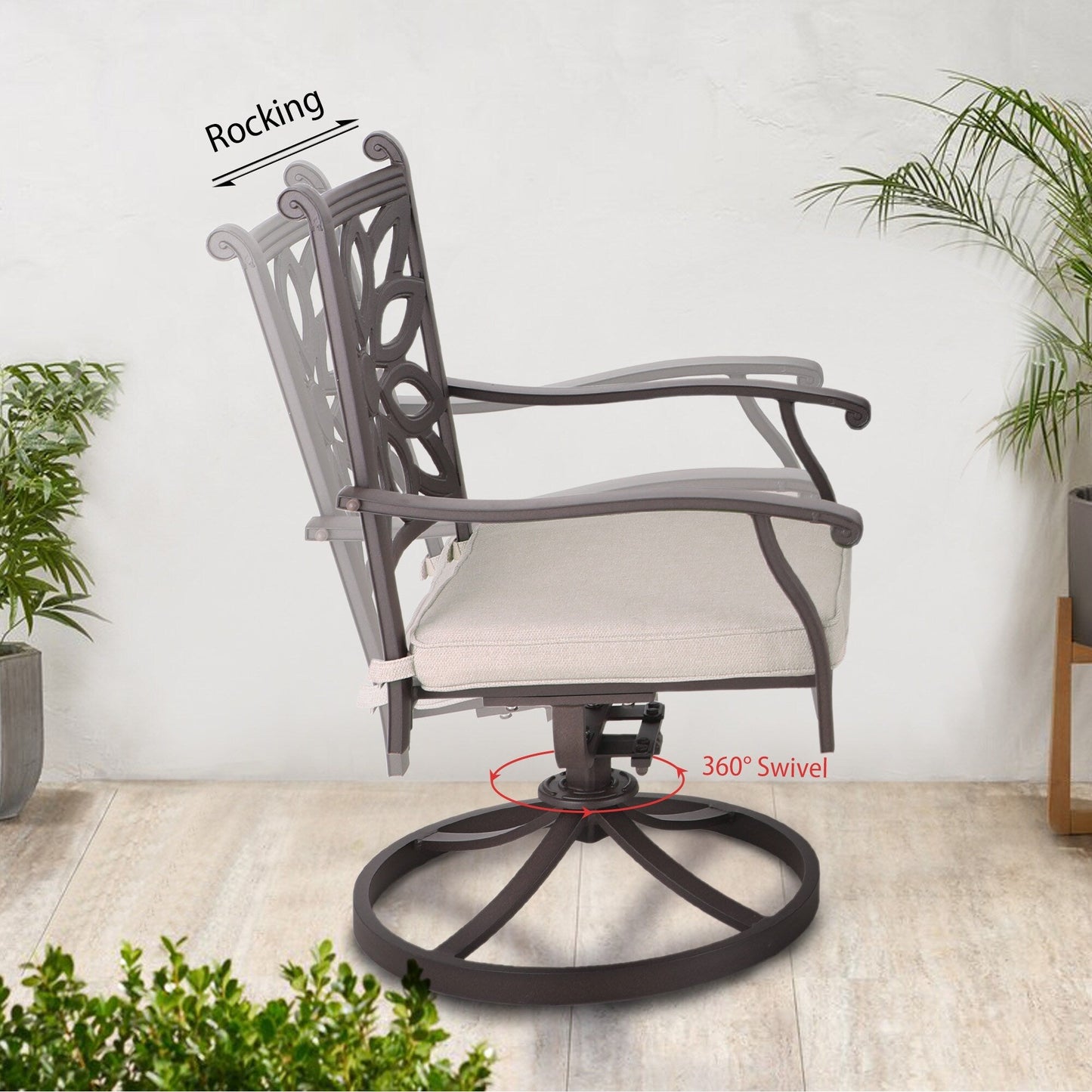 Ensemble de salle à manger de patio en aluminium moulé 7 pièces MAISON ARTS avec table rectangulaire extensible et 6 chaises en aluminium moulé