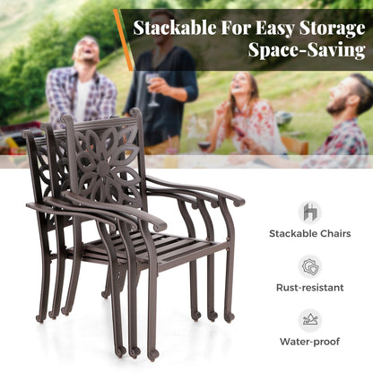 Ensemble de salle à manger/salle à manger de patio en aluminium moulé MAISON ARTS avec table à manger ronde et 6 chaises de patio en aluminium moulé