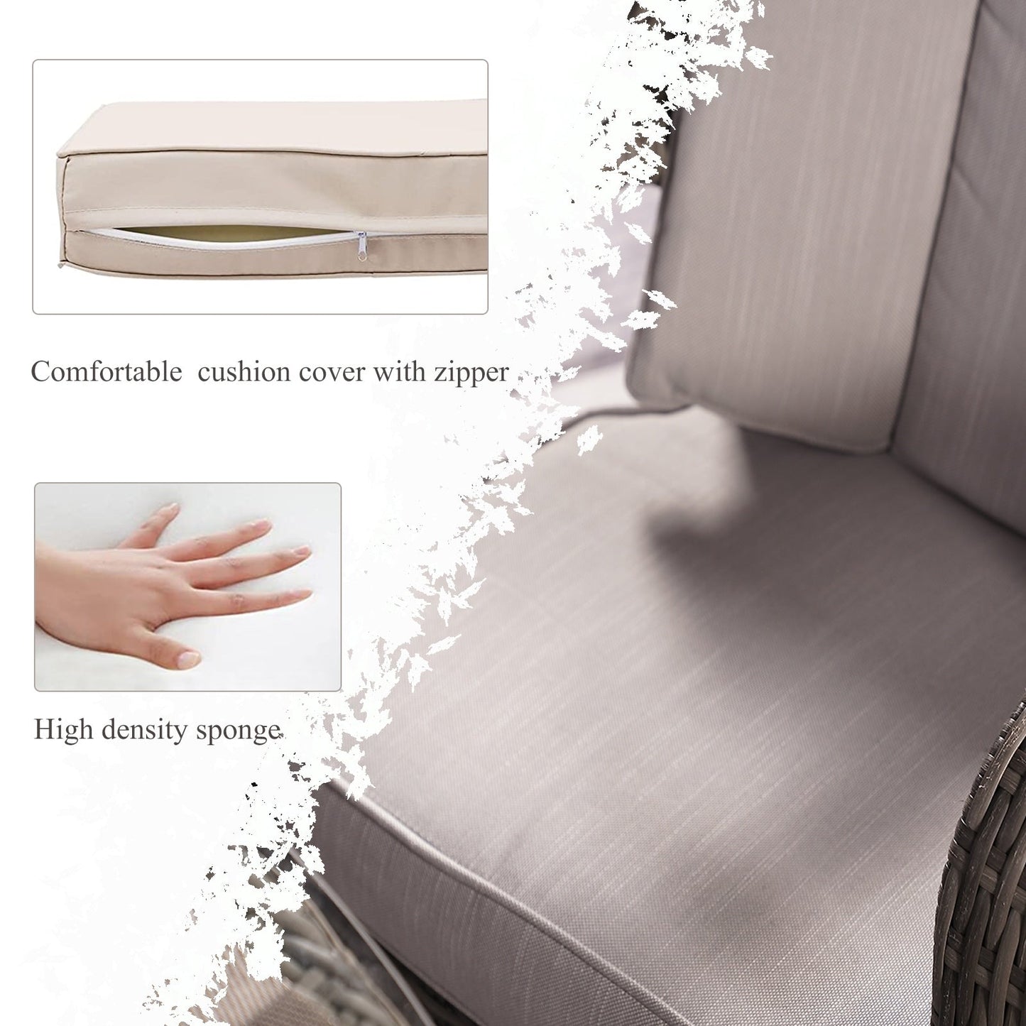 Ensemble de salle à manger rond en rotin et osier pour patio, 7 pièces, avec coussins, par Moda Furnishings