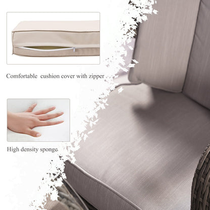 Ensemble de salle à manger rond en rotin et osier pour patio, 7 pièces, avec coussins, par Moda Furnishings