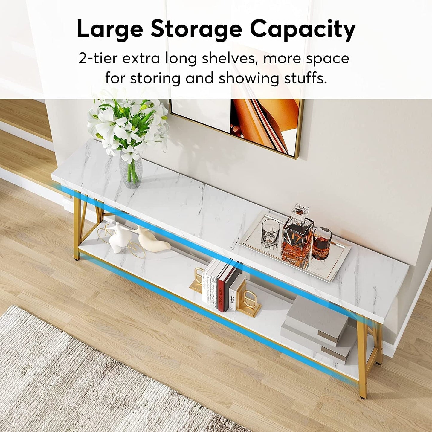 Table console d'entrée industrielle extra-longue de 70,9 pouces