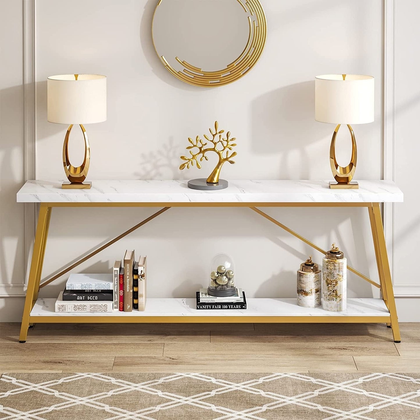 Table console d'entrée industrielle extra-longue de 70,9 pouces