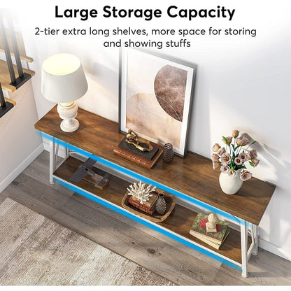 Table console d'entrée industrielle extra-longue de 70,9 pouces