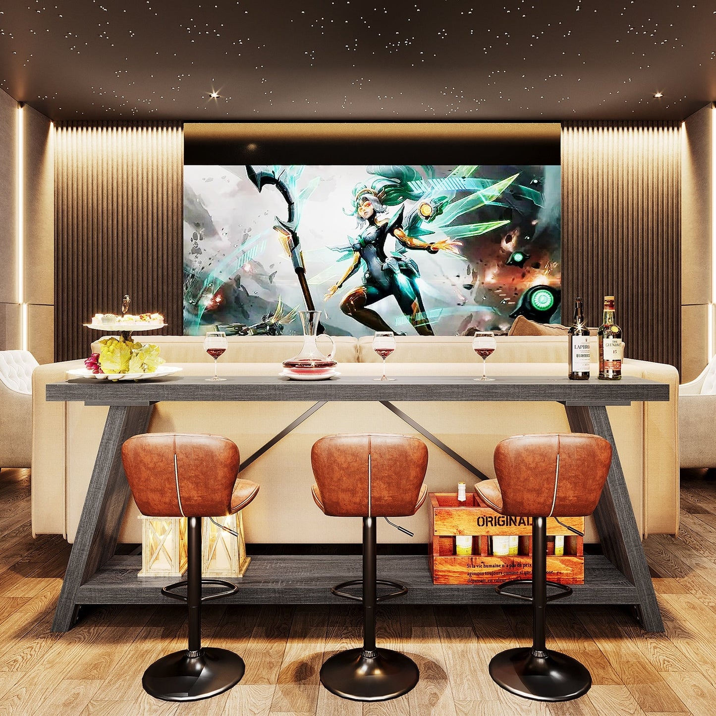 Table console en bois rustique de 70,9 pouces de long avec étagère de rangement