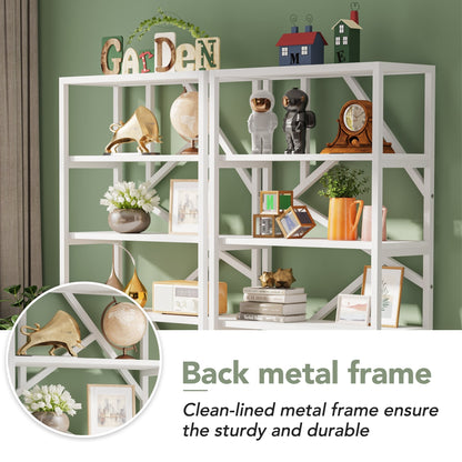 Bibliothèque industrielle à 6 niveaux, étagère en bois brun rustique, étagères ouvertes