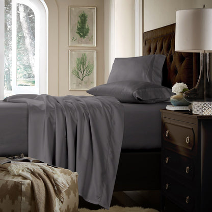 Parure de draps extra-profonds en coton 750 fils avec drap plat surdimensionné