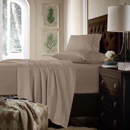 Parure de draps extra-profonds en coton 750 fils avec drap plat surdimensionné