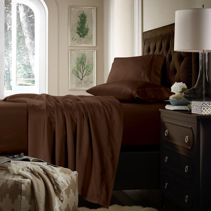 Parure de draps extra-profonds en coton 750 fils avec drap plat surdimensionné