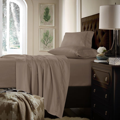 Parure de draps extra-profonds en coton 750 fils avec drap plat surdimensionné