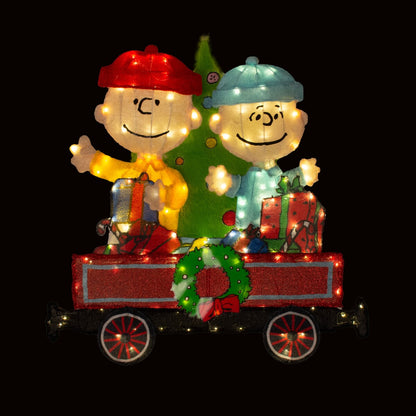 Ensemble de 2 trains pré-éclairés à LED 2D Peanuts