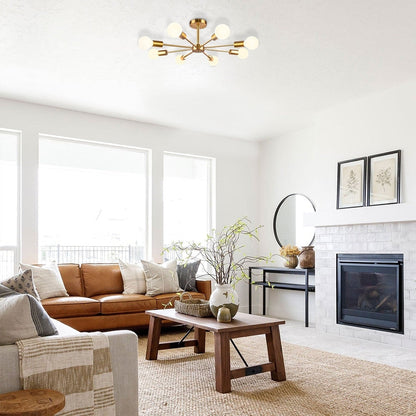 Plafonnier semi-encastré Spoutnik noir/doré pour salon, cuisine, bureau, chambre à coucher, hall d'entrée