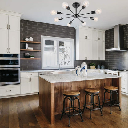 Plafonnier semi-encastré Spoutnik noir/doré pour salon, cuisine, bureau, chambre à coucher, hall d'entrée