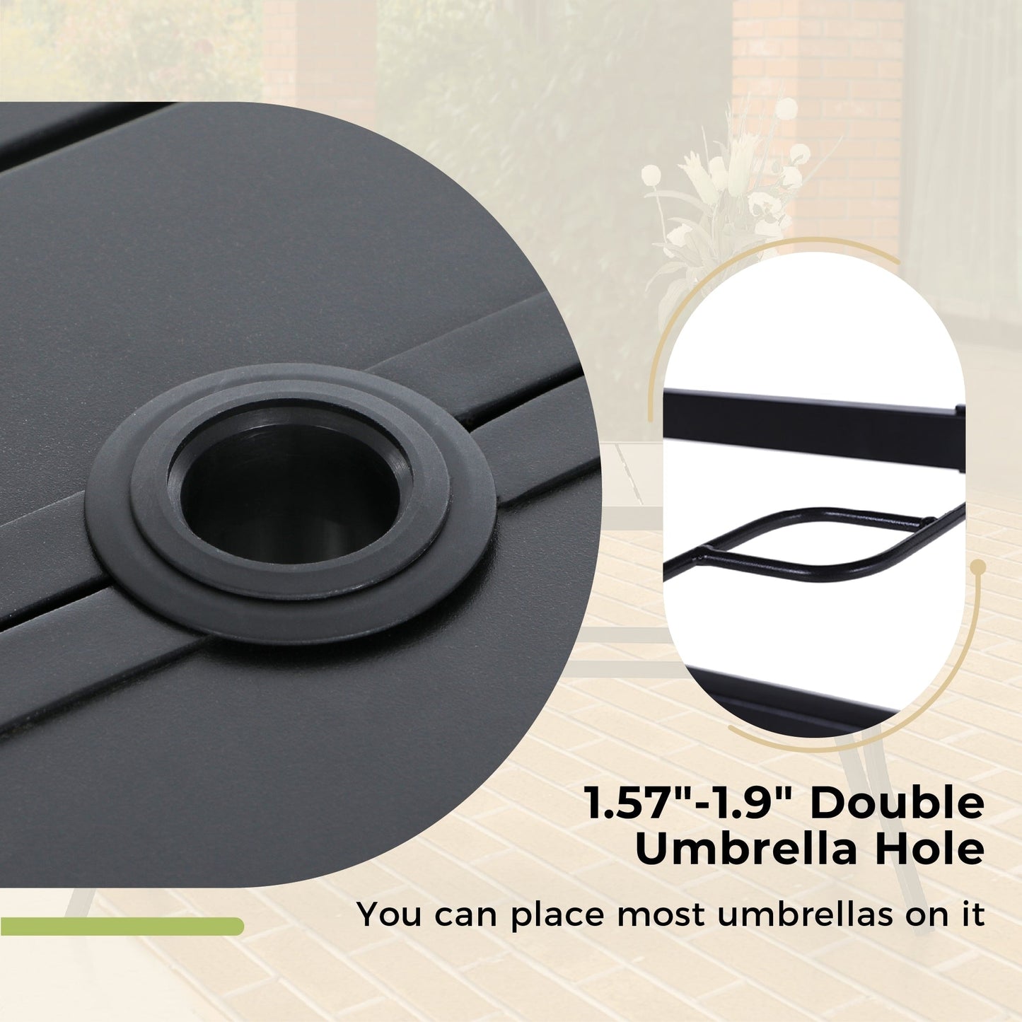 Ensemble de salle à manger de patio 8 pièces MAISON ARTS avec parasol de 13 pieds