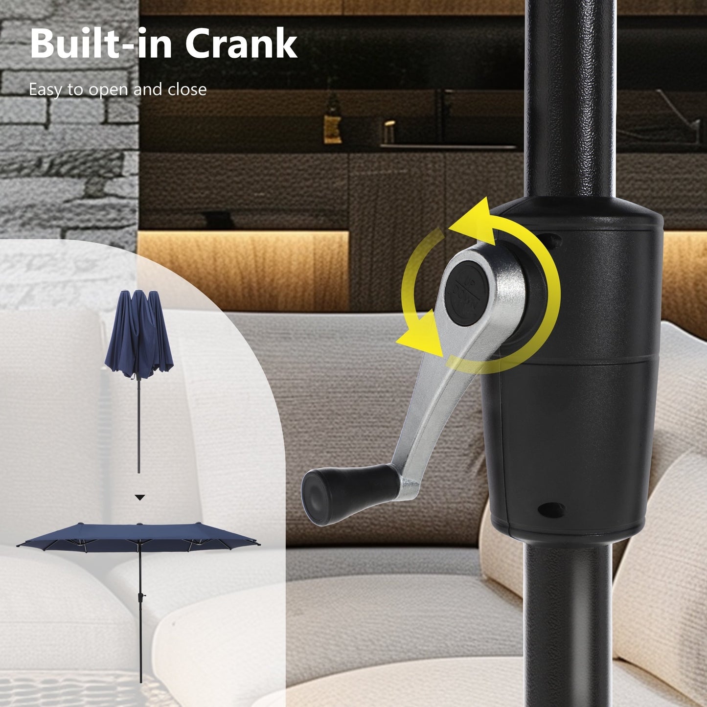 Ensemble de salle à manger de patio 8 pièces MAISON ARTS avec parasol de 13 pieds