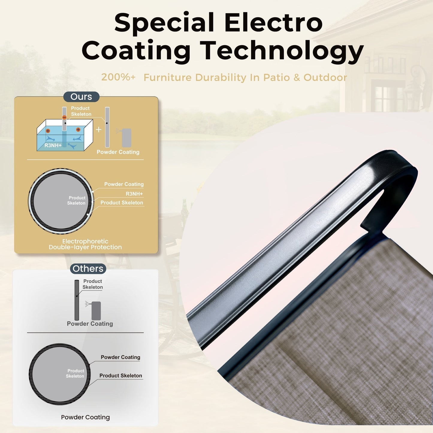 Ensemble de salle à manger de patio 8 pièces MAISON ARTS avec parasol de 13 pieds