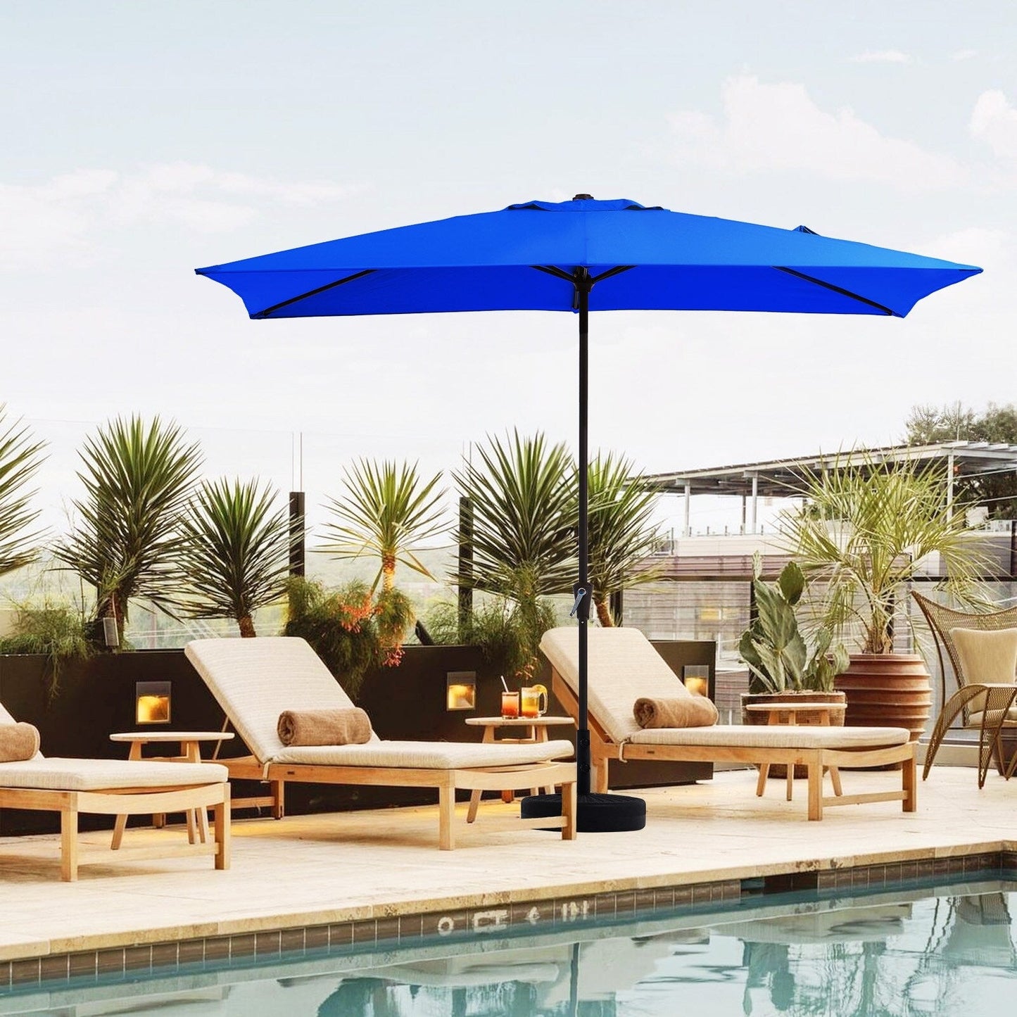 Parasol rectangulaire de terrasse 2,4 x 3 m avec manivelle et inclinaison, résistant aux UV