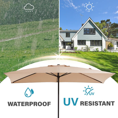 Parasol rectangulaire de terrasse 2,4 x 3 m avec manivelle et inclinaison, résistant aux UV