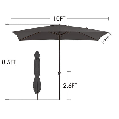 Parasol rectangulaire de terrasse 2,4 x 3 m avec manivelle et inclinaison, résistant aux UV