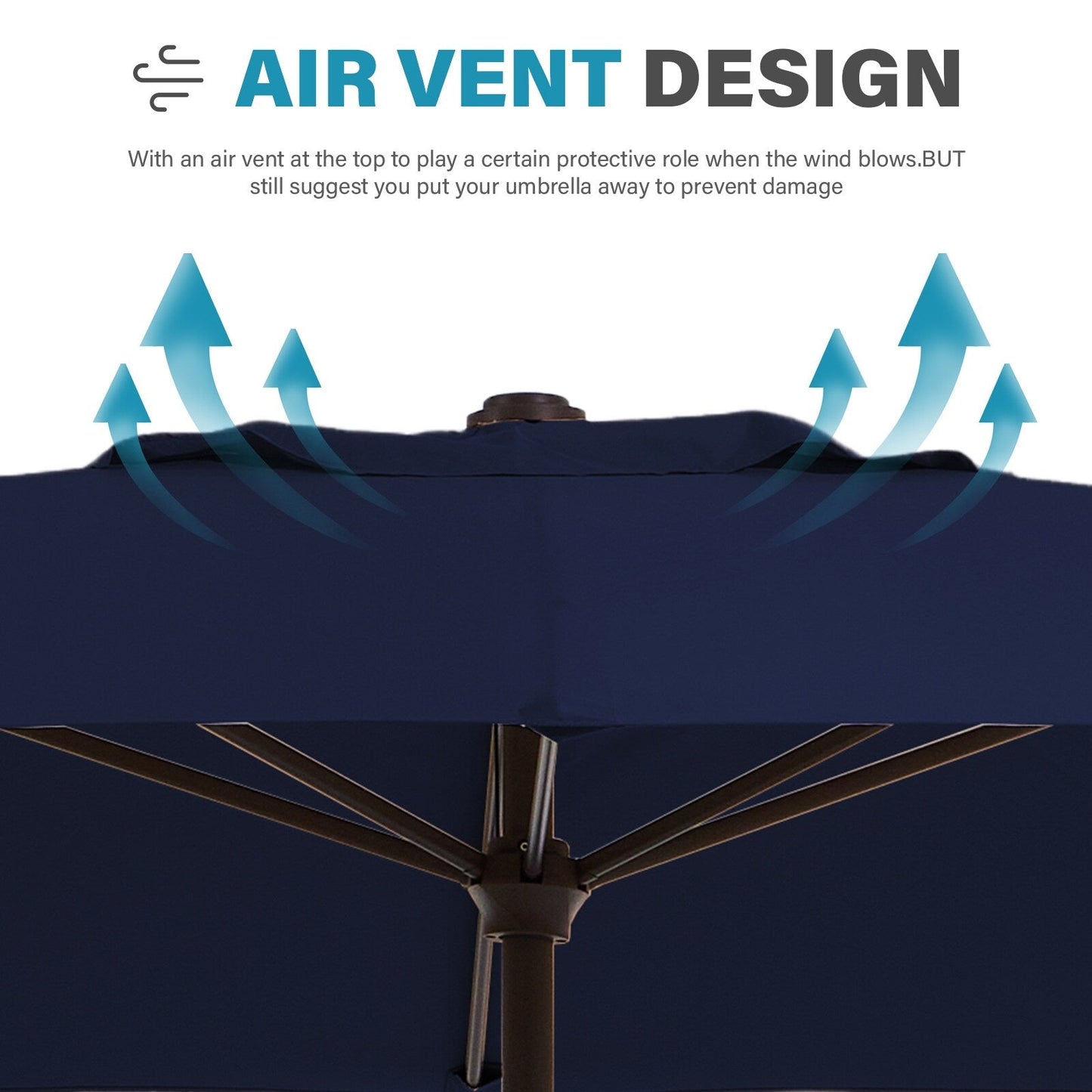 Parasol rectangulaire de terrasse 2,4 x 3 m avec manivelle et inclinaison, résistant aux UV