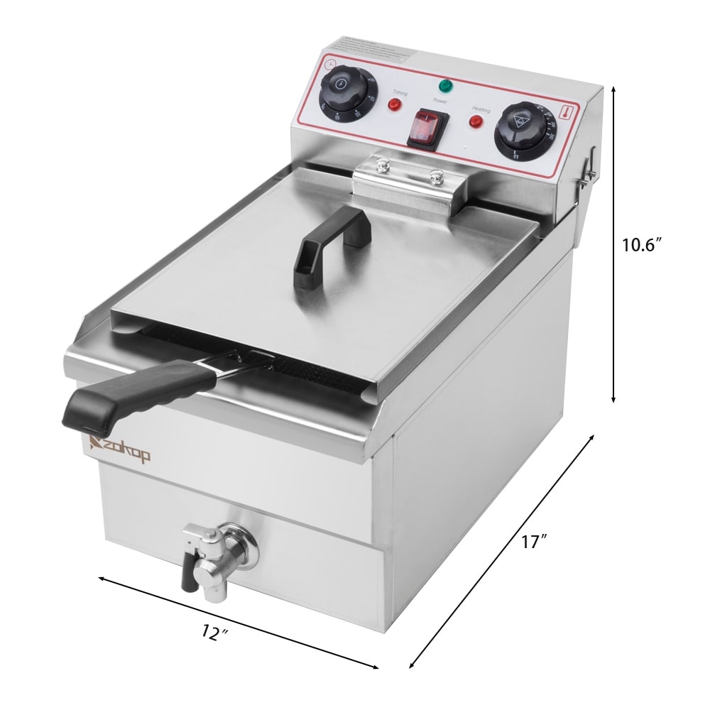 Friteuse à cuve unique en acier inoxydable 8,5 QT, 1 700 W max., avec grande poignée
