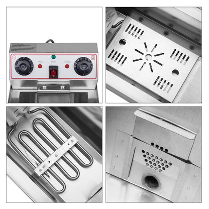 Friteuse à cuve unique en acier inoxydable 8,5 QT, 1 700 W max., avec grande poignée