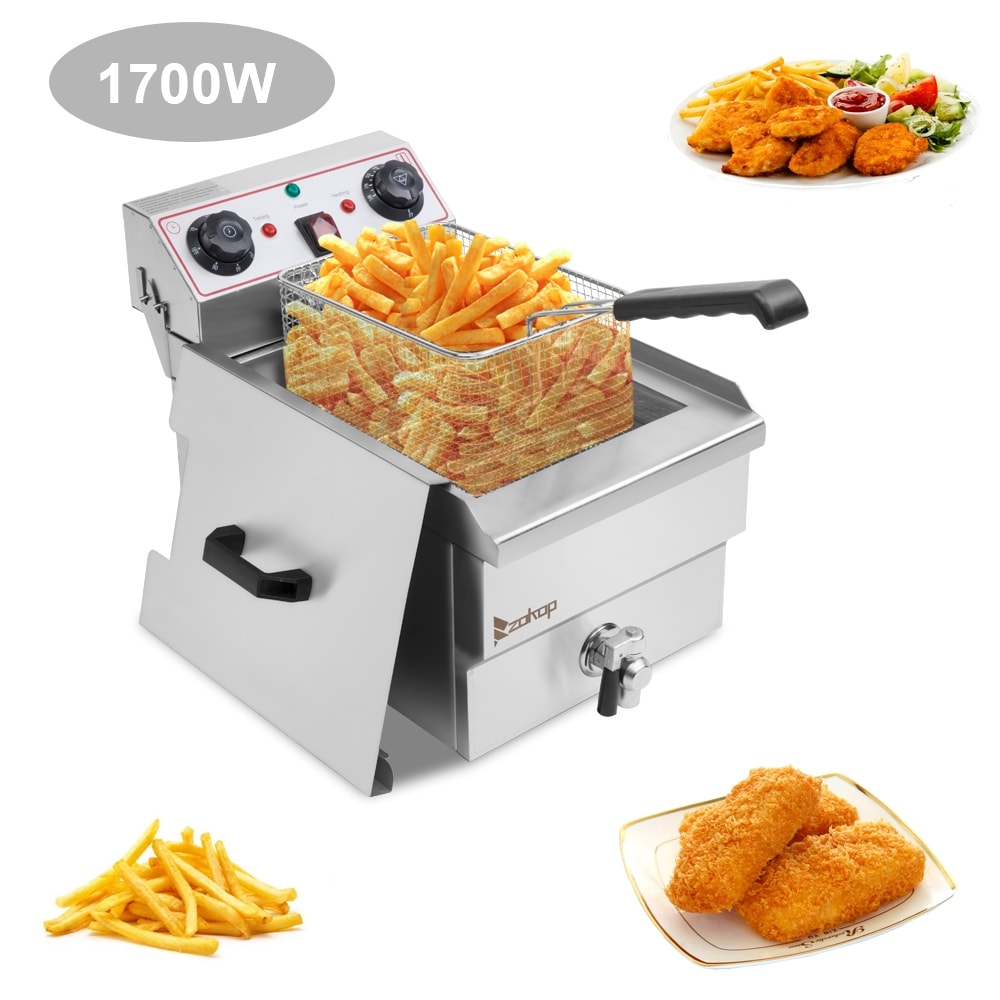 Friteuse à cuve unique en acier inoxydable 8,5 QT, 1 700 W max., avec grande poignée