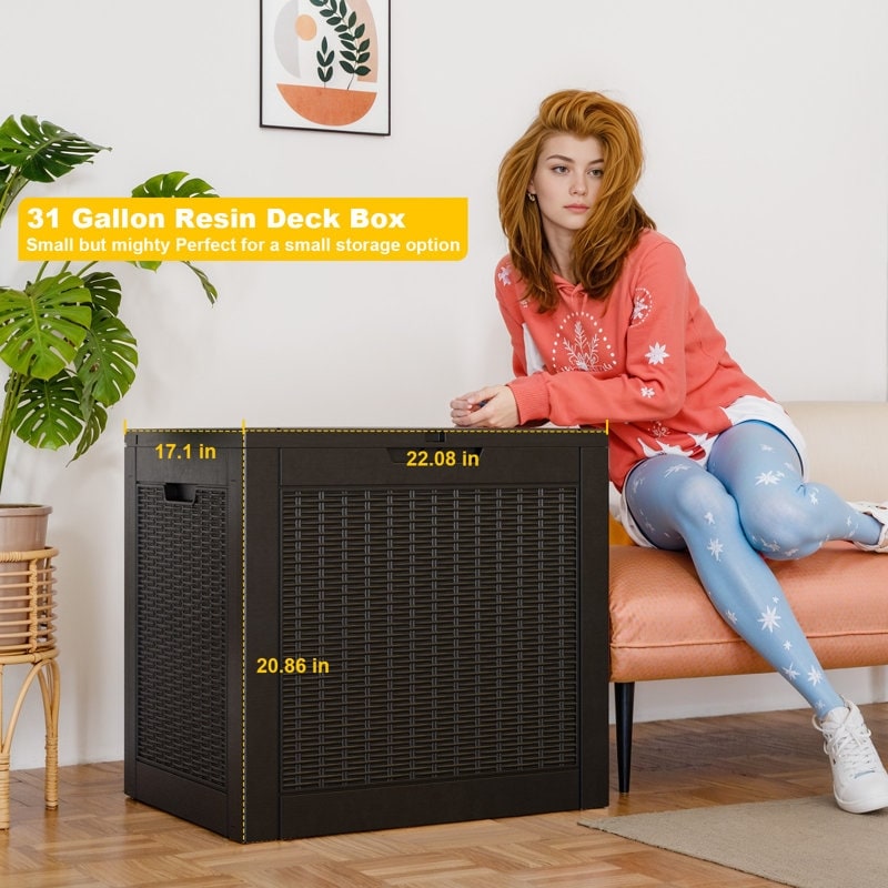 Coffre de rangement extérieur en résine avec serrure