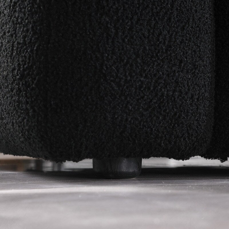 Canapé luxueux 3 places en tissu boucle de 84,3 pouces, rembourré en guimauve, avec 2 coussins décoratifs carrés et accoudoirs carrés