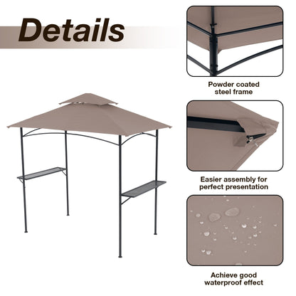 Gazebo extérieur étanche à la pluie pour barbecue, avec double paroi ventilée, 2,4 m x 1,5 m