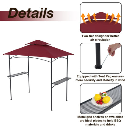 Gazebo extérieur étanche à la pluie pour barbecue, avec double paroi ventilée, 2,4 m x 1,5 m