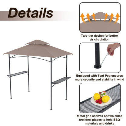Gazebo extérieur étanche à la pluie pour barbecue, avec double paroi ventilée, 2,4 m x 1,5 m