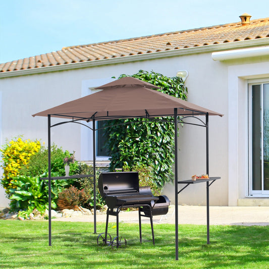 Gazebo extérieur étanche à la pluie pour barbecue, avec double paroi ventilée, 2,4 m x 1,5 m