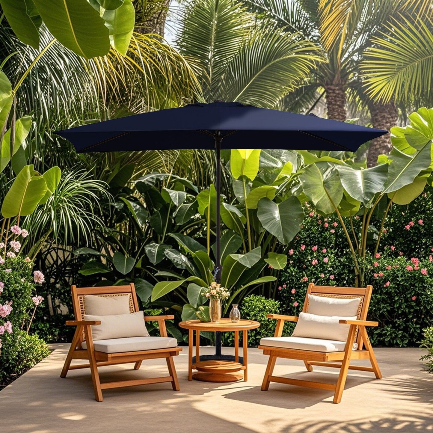 Parasol rectangulaire de terrasse 2,4 x 3 m avec manivelle et inclinaison, résistant aux UV