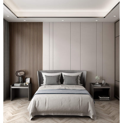 Panneau de revêtement mural en bois massif 93 po x 6 po x 0,8 po - 3 pièces + 1 pièce de garniture d'extrémité