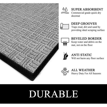 Tapis de porte A1HC neuf, durable et polyvalent, en caoutchouc polypropylène, pour usage intérieur et extérieur, toutes saisons.
