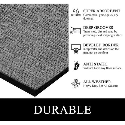 Tapis de porte A1HC neuf, durable et polyvalent, en caoutchouc polypropylène, pour usage intérieur et extérieur, toutes saisons.