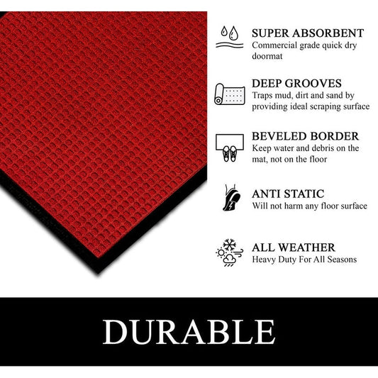 Tapis de porte A1HC neuf, durable et polyvalent, en caoutchouc polypropylène, pour usage intérieur et extérieur, toutes saisons.