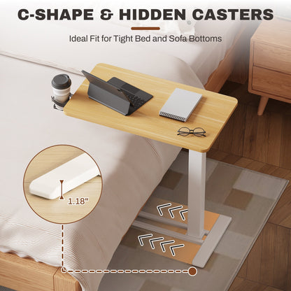 FunniHomi 28/32 Table de lit mobile à hauteur réglable avec roulettes, blanc/noir, pour ordinateur portable, pour lit et canapé