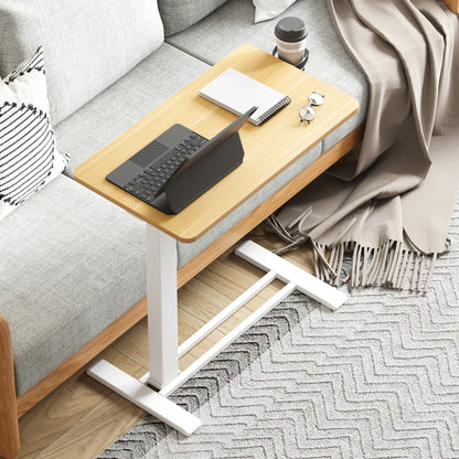 FunniHomi 28/32 Table de lit mobile à hauteur réglable avec roulettes, blanc/noir, pour ordinateur portable, pour lit et canapé