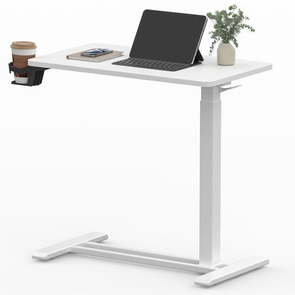 FunniHomi 28/32 Table de lit mobile à hauteur réglable avec roulettes, blanc/noir, pour ordinateur portable, pour lit et canapé