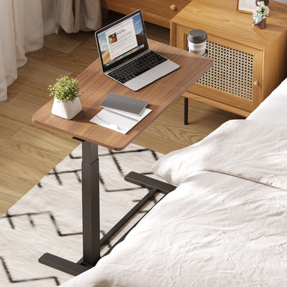 FunniHomi 28/32 Table de lit mobile à hauteur réglable avec roulettes, blanc/noir, pour ordinateur portable, pour lit et canapé