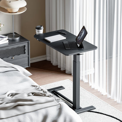 FunniHomi 28/32 Table de lit mobile à hauteur réglable avec roulettes, blanc/noir, pour ordinateur portable, pour lit et canapé