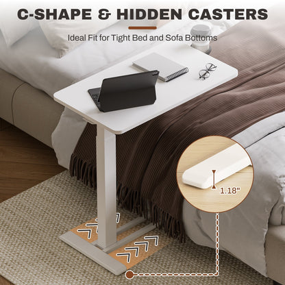 FunniHomi 28/32 Table de lit mobile à hauteur réglable avec roulettes, blanc/noir, pour ordinateur portable, pour lit et canapé