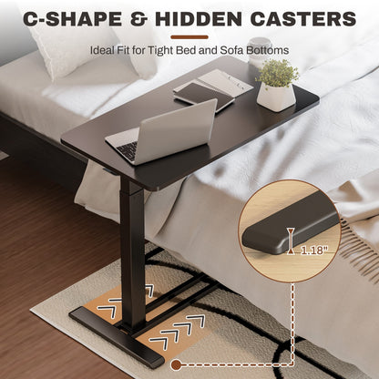 FunniHomi 28/32 Table de lit mobile à hauteur réglable avec roulettes, blanc/noir, pour ordinateur portable, pour lit et canapé