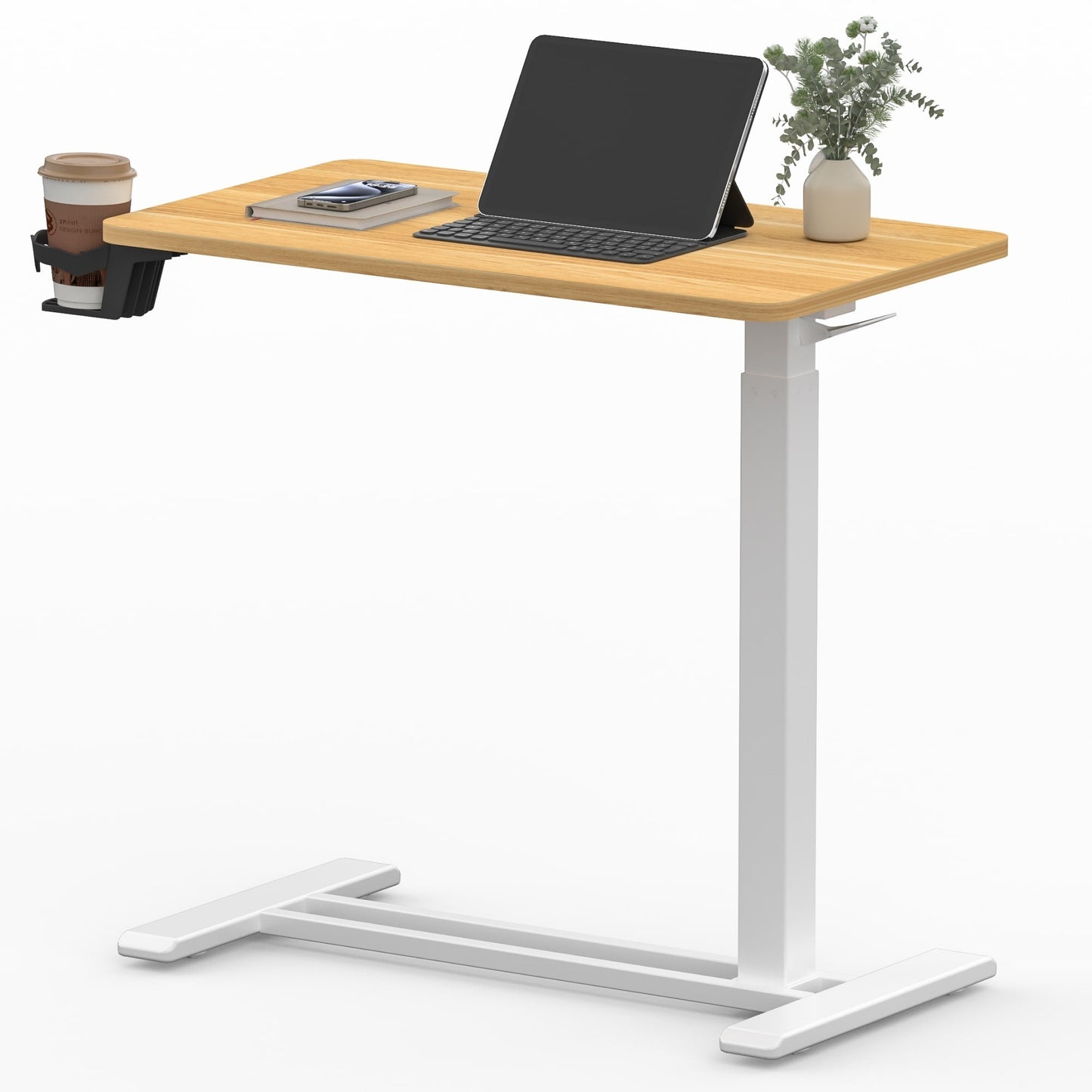 FunniHomi 28/32 Table de lit mobile à hauteur réglable avec roulettes, blanc/noir, pour ordinateur portable, pour lit et canapé