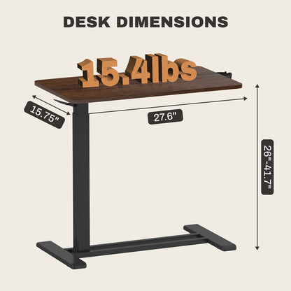 FunniHomi 28/32 Table de lit mobile à hauteur réglable avec roulettes, blanc/noir, pour ordinateur portable, pour lit et canapé